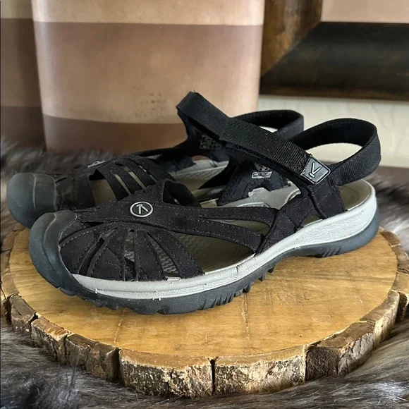 KEEN Women's Rose Sandals in Black/Neutral Gray - Picture 8 of 12